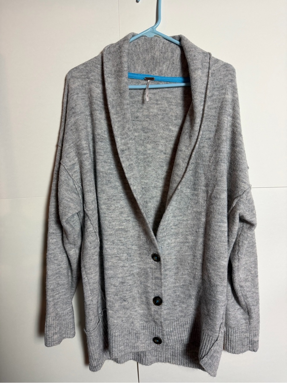 Free People Gray Oversized Button Front Cardigan Sweater Size Small